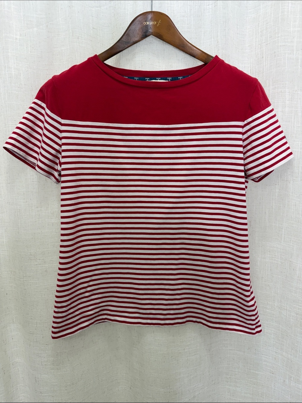Barbour Red & White Striped Women’s Short Sleeve Crewneck Top Size 8